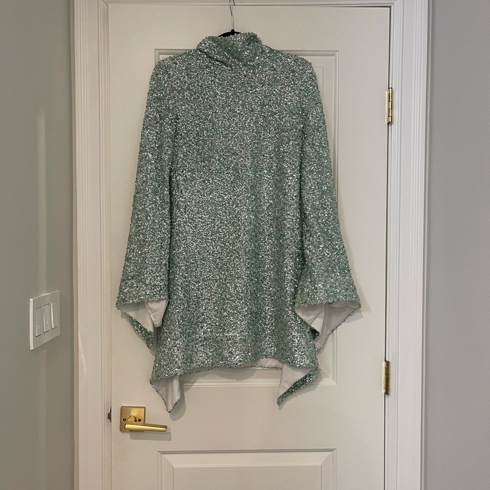 HALPERN Sequin Emerald Green Mini Dresss